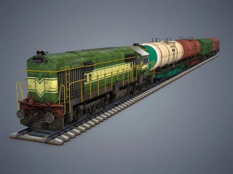 Cargo Train 3D Model