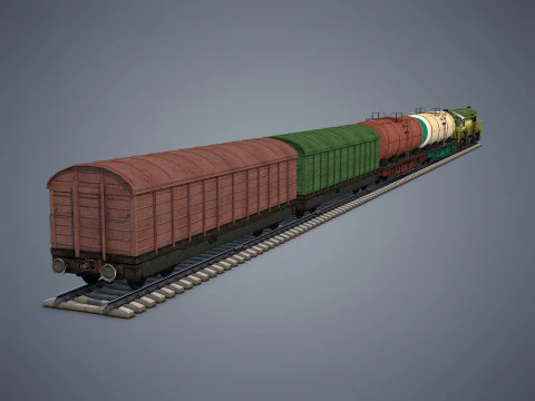 Cargo Train 3D Model