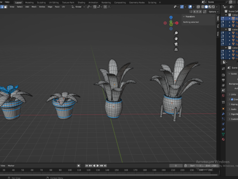 Potted plants-flowers 3D Modell