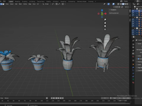 Potted plants-flowers 3D Model