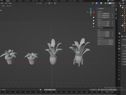 Potted plants-flowers 3D Modell