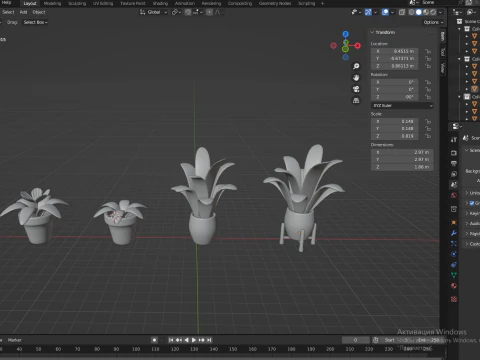 Potted plants-flowers 3D Model