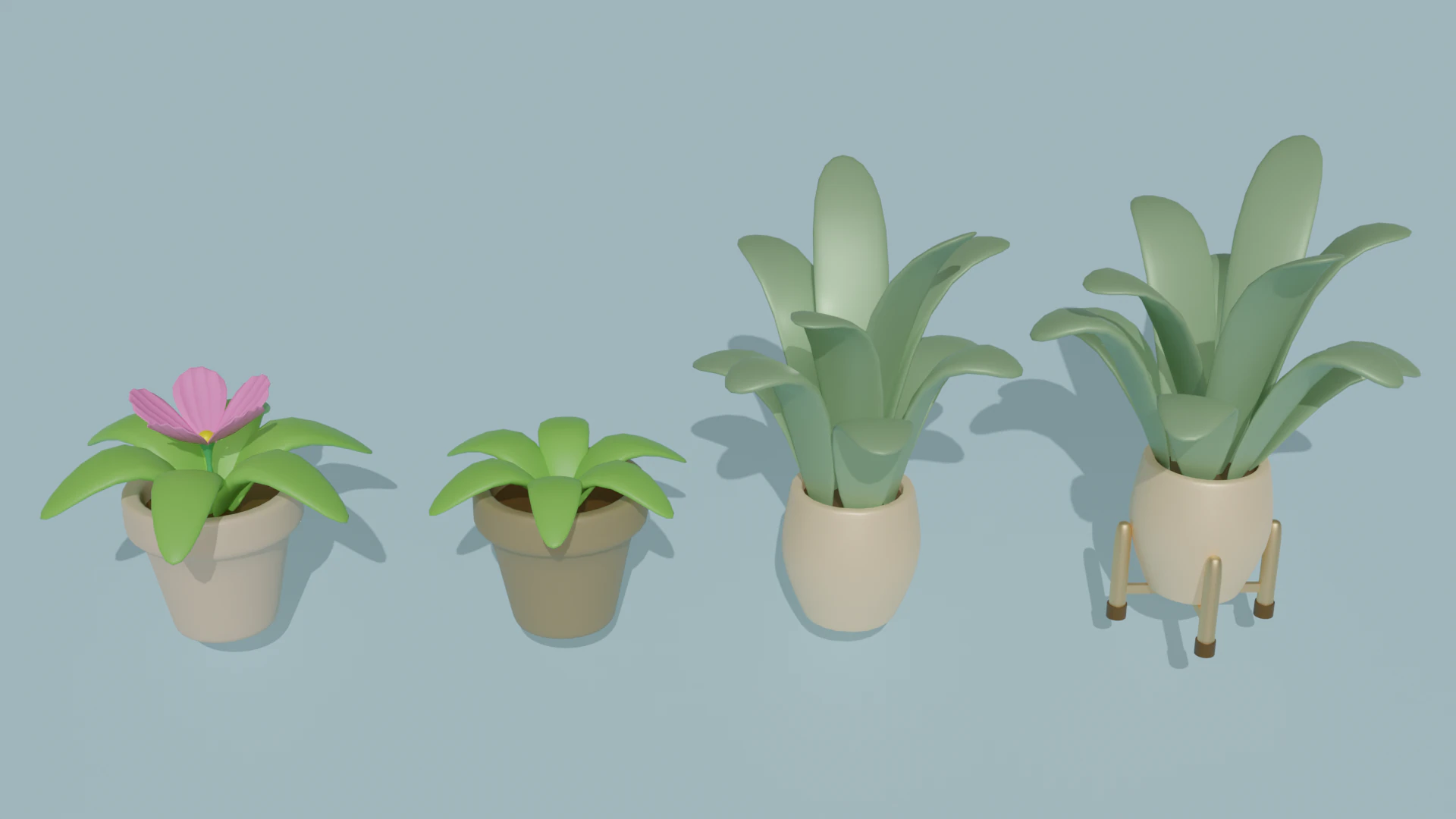 Potted plants-flowers 3D Model .c4d .max .obj .3ds .fbx .stl .blend 