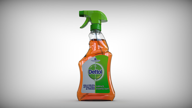 3D Dettol Spray Cleaner 3D Model .c4d .max .obj .3ds .fbx .stl .blend 