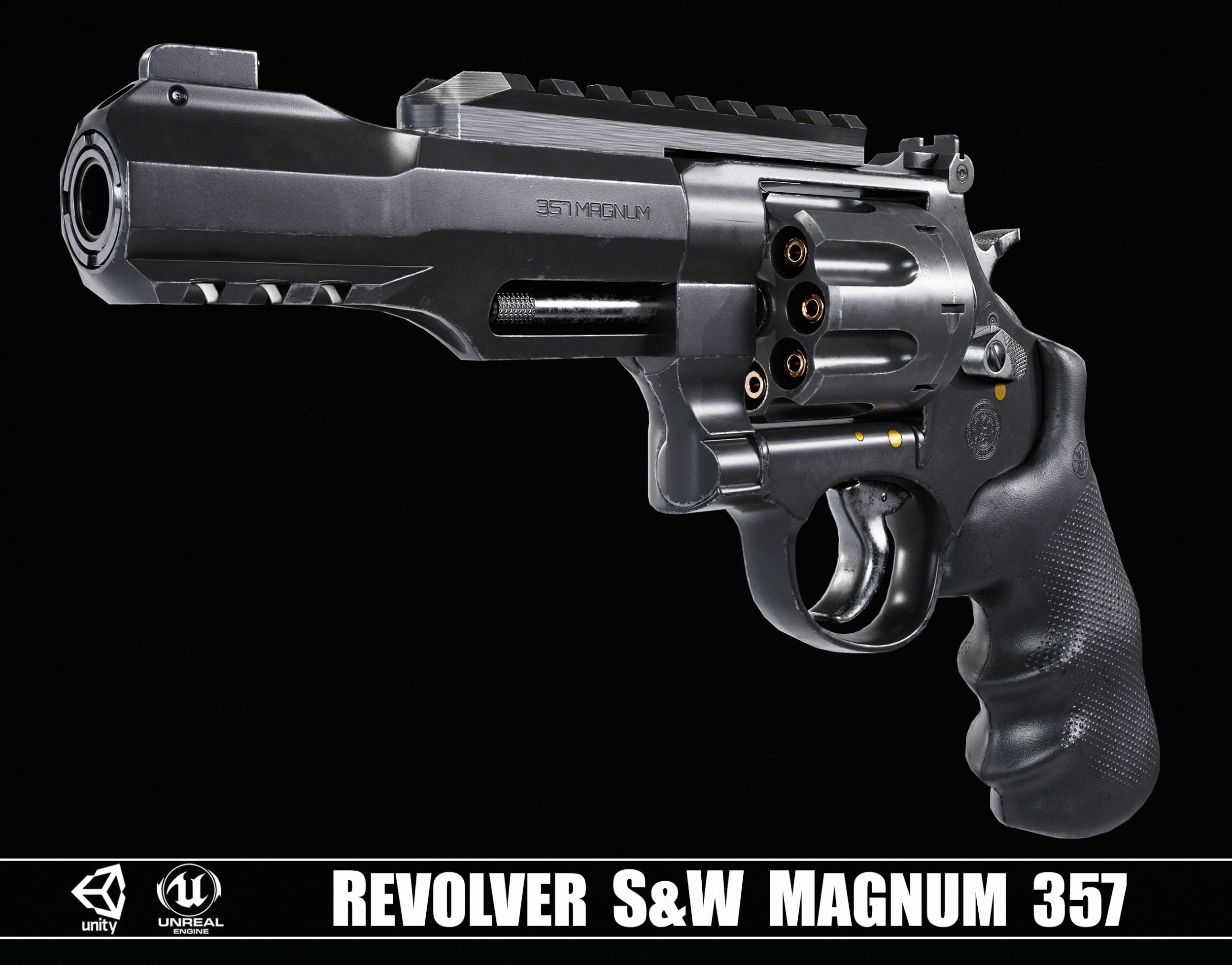 Revolver Smith and Wesson Magnum 357 3D Model .c4d .max .obj .3ds .fbx .stl .blend 