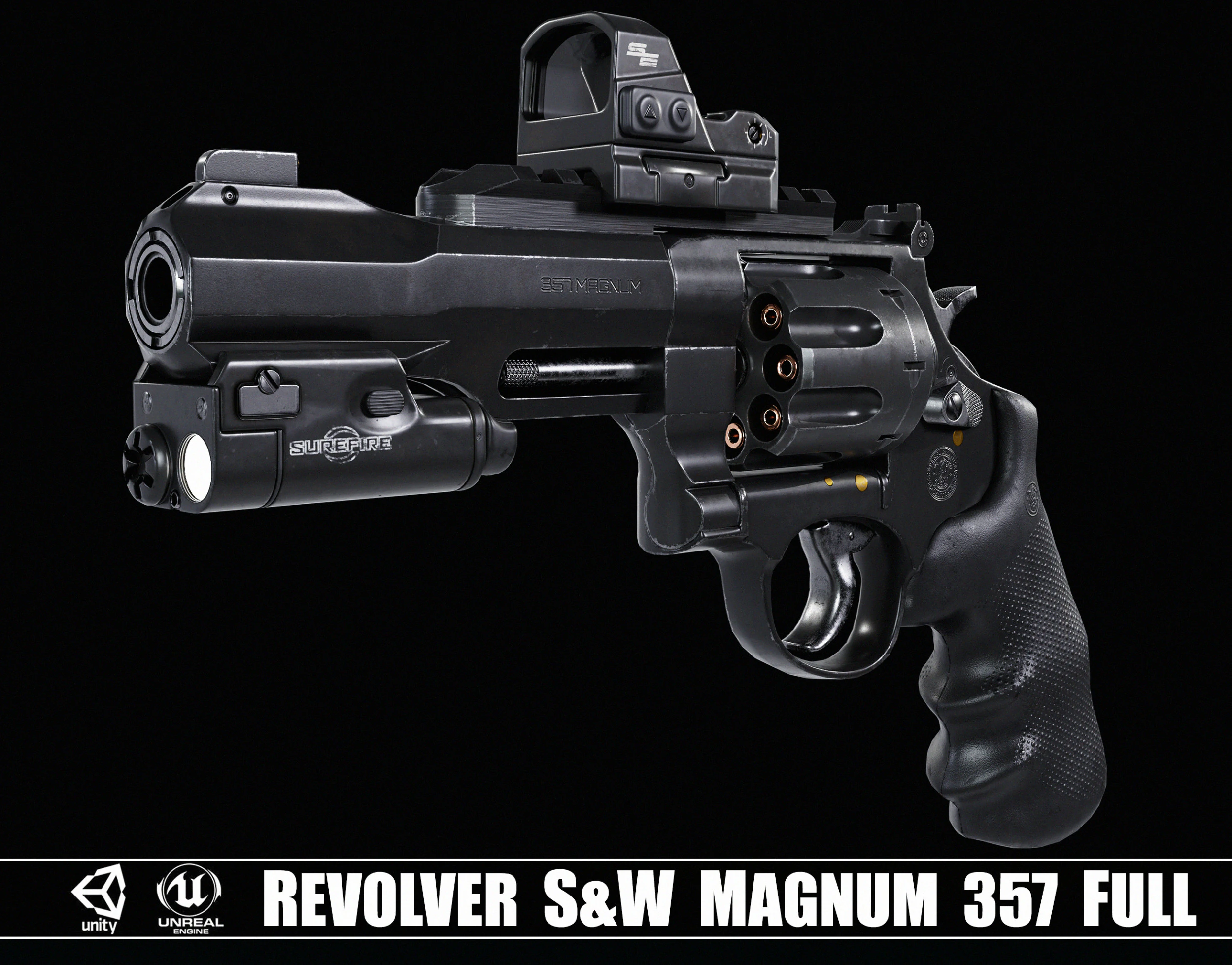 Revolver Smith dan Wesson Magnum 357 Penuh Model 3D .c4d .max .obj .3ds .fbx .stl .blend 