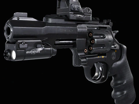 Revolver Smith dan Wesson Magnum 357 Penuh Model 3D