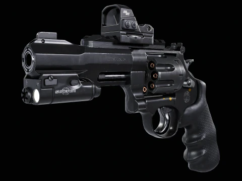 Revolver Smith dan Wesson Magnum 357 Penuh Model 3D