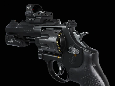 Revolver Smith dan Wesson Magnum 357 Penuh Model 3D
