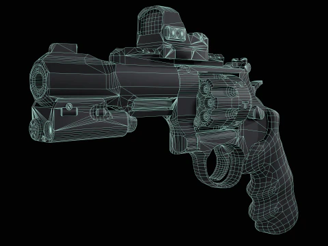 Revolver Smith dan Wesson Magnum 357 Penuh Model 3D