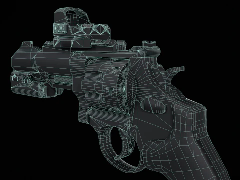 Revolver Smith dan Wesson Magnum 357 Penuh Model 3D