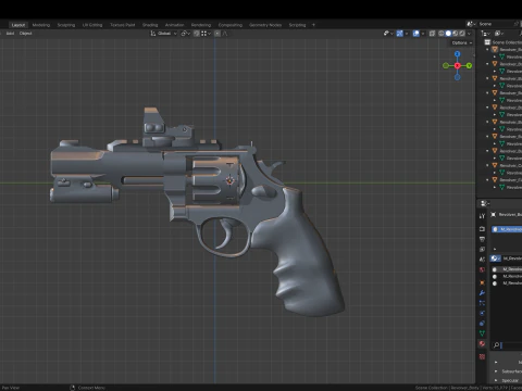 Revolver Smith dan Wesson Magnum 357 Penuh Model 3D