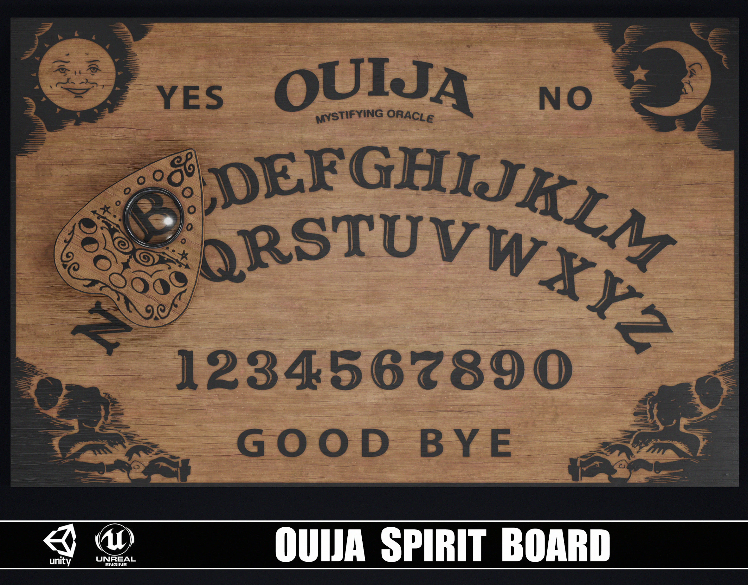 Spirit Board - Ouija 3D Model .c4d .max .obj .3ds .fbx .stl .blend 