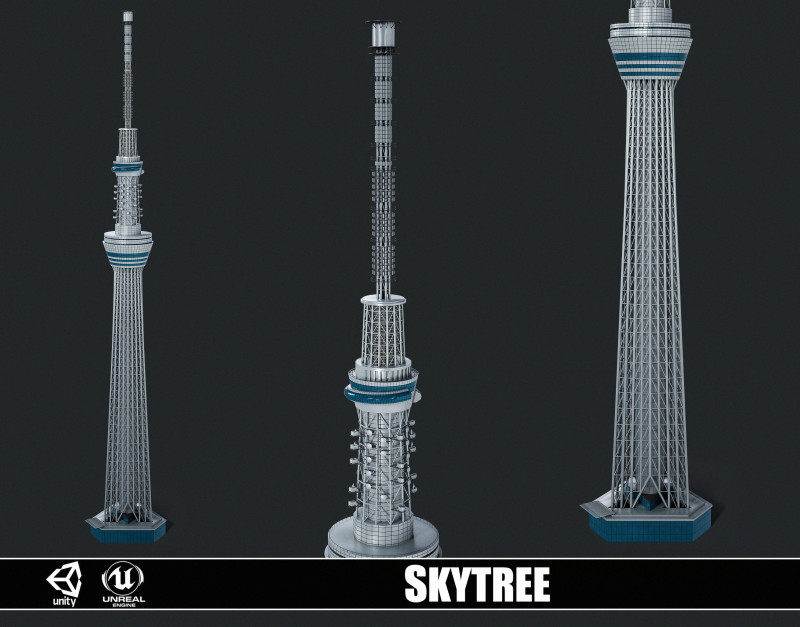 Tokyo Skytree Tower 3D Model .c4d .max .obj .3ds .fbx .stl .blend