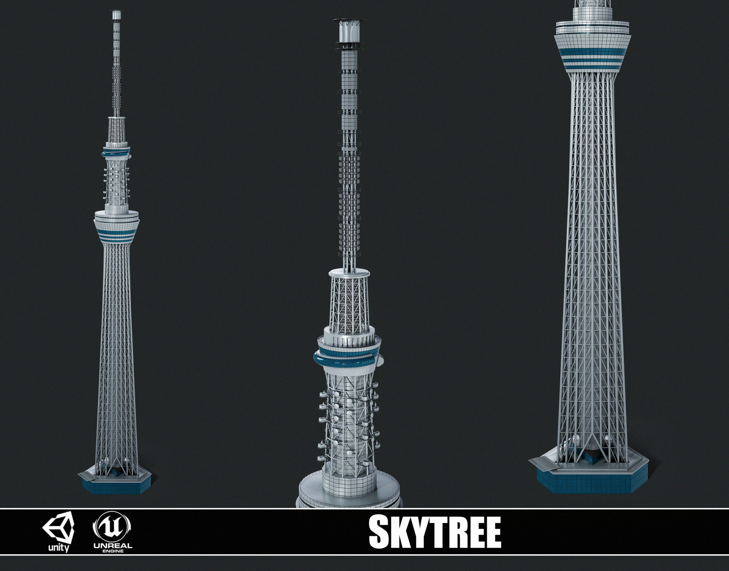 Tokyo Skytree Tower 3D Model .c4d .max .obj .3ds .fbx .stl .blend
