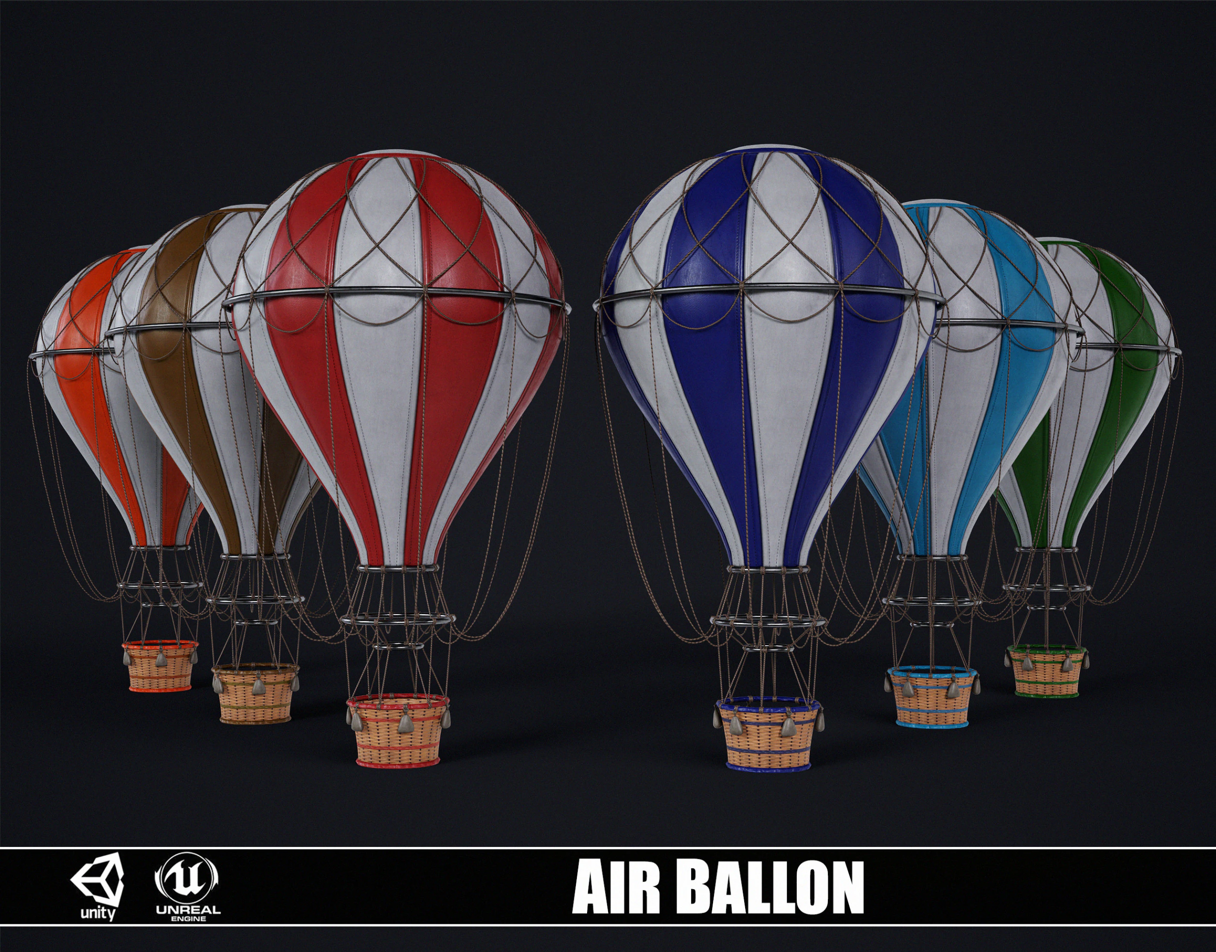 Hot Air Ballon 3D Model .c4d .max .obj .3ds .fbx .stl .blend