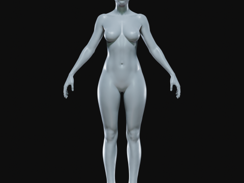 Realistic Female Body Base Mesh Modello 3D