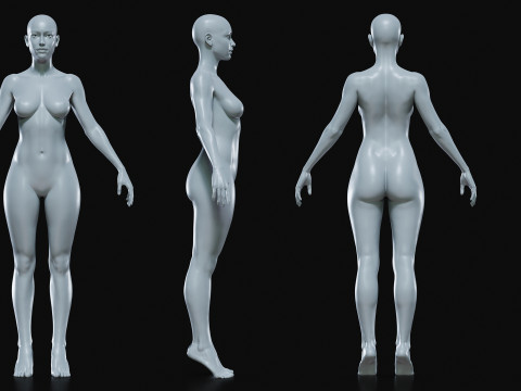 Realistic Athletic Human Body Base Mesh 3D 모델