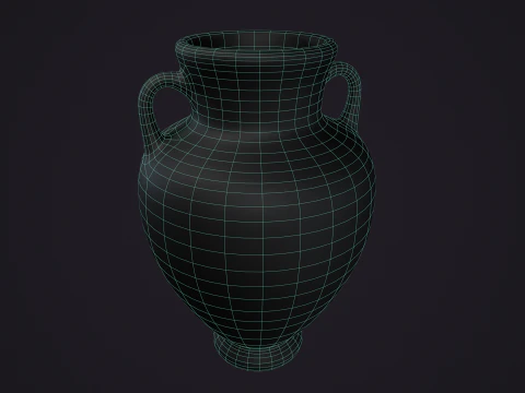 Set of 6 Clay Pots 3D Model