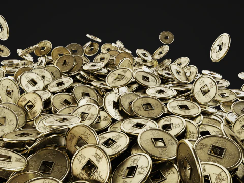 Moeda Chinesa Antiga Modelo 3D