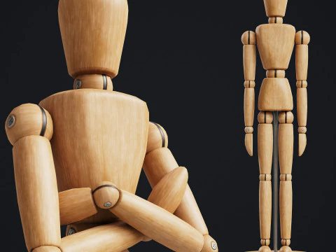 Drawing Mannequin Wooden Poseable Figure 3D Model