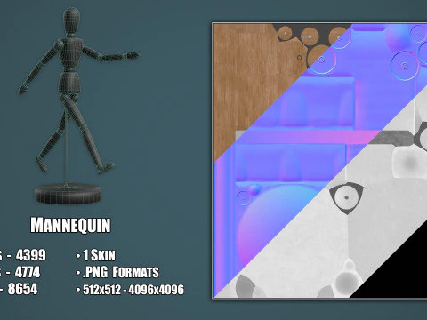 Drawing Mannequin Wooden Poseable Figure 3D Model