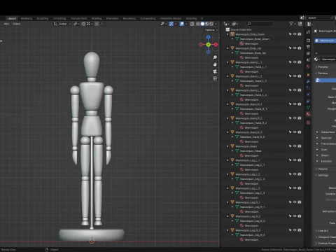 Drawing Mannequin Wooden Poseable Figure 3D Model