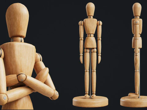 Drawing Mannequin Wooden Poseable Figure 3D Model