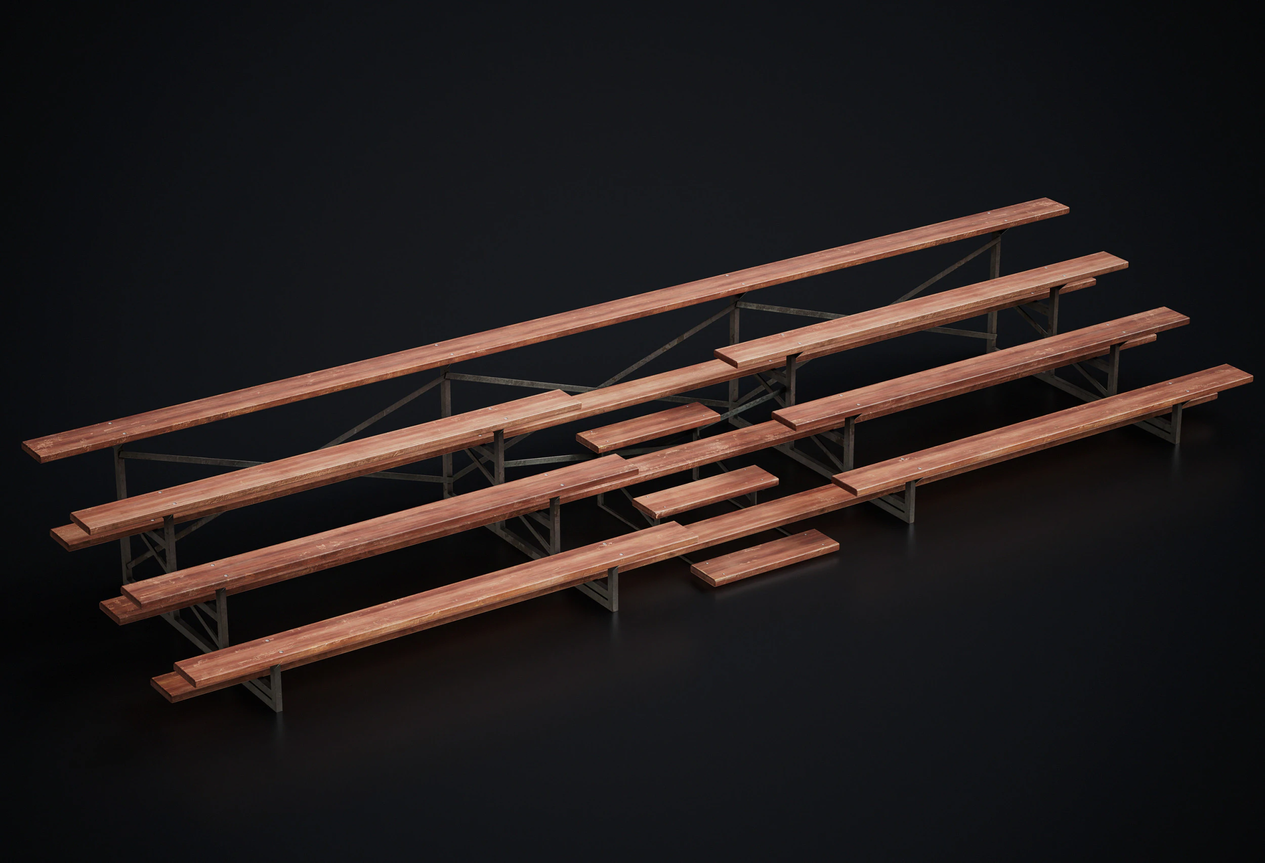 Metal School Bleachers 1 3D Model .c4d .max .obj .3ds .fbx .stl .blend