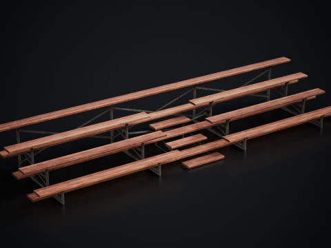 Arquibancada Escolar de Metal 1 Modelo 3D