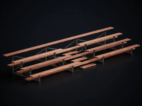 Metal School Bleachers 1 3D Model