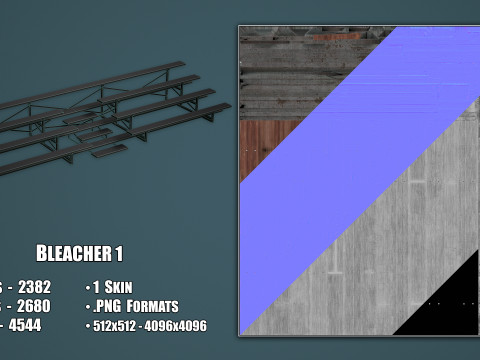 मेटल स्कूल ब्लीचर्स 1 3D मॉडल