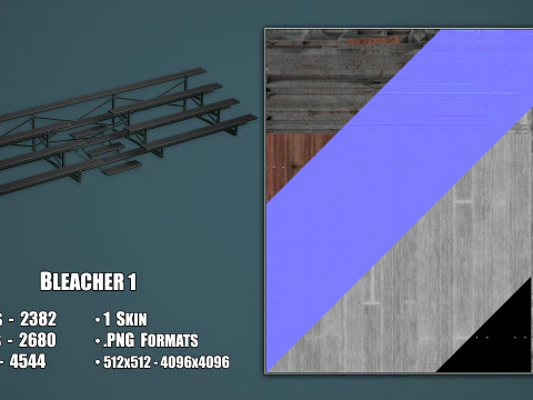 Metal School Bleachers 1 3D Model