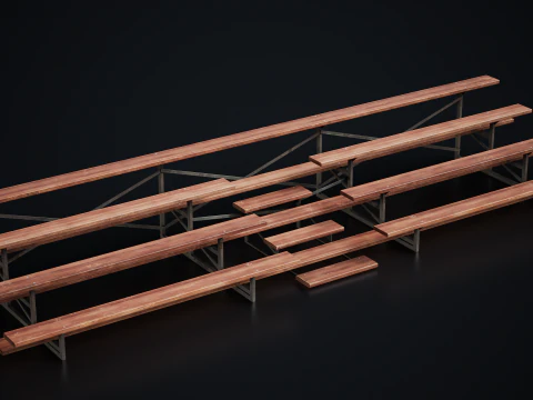 Metal School Bleachers 1 3D Model
