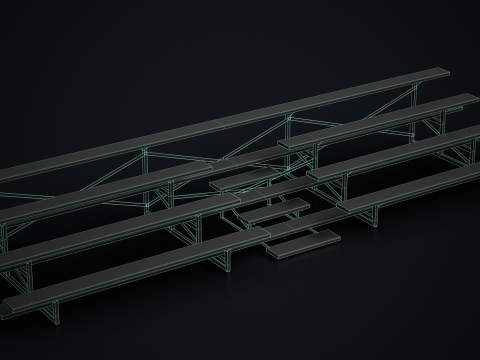 मेटल स्कूल ब्लीचर्स 1 3D मॉडल