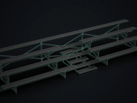 Metal School Bleachers 1 3D Model
