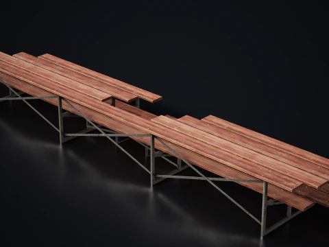 Metal School Bleachers 1 3D Model