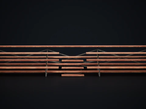 Metal School Bleachers 1 3D Model
