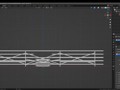 Metal School Bleachers 1 3D Model