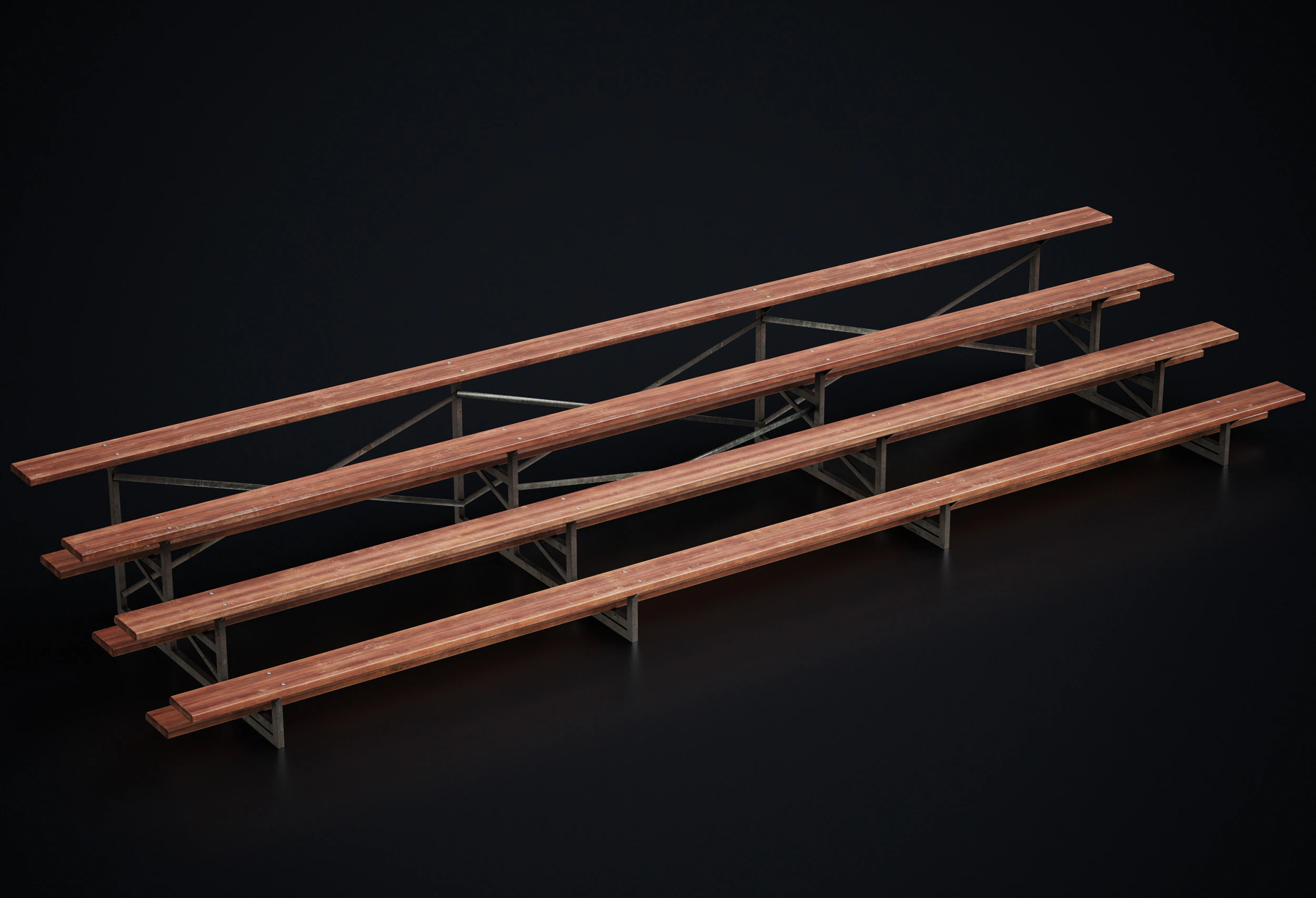 Metal School Bleachers 2 3D Model .c4d .max .obj .3ds .fbx .stl .blend 