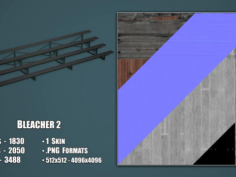 Metal School Bleachers 2 3D Model