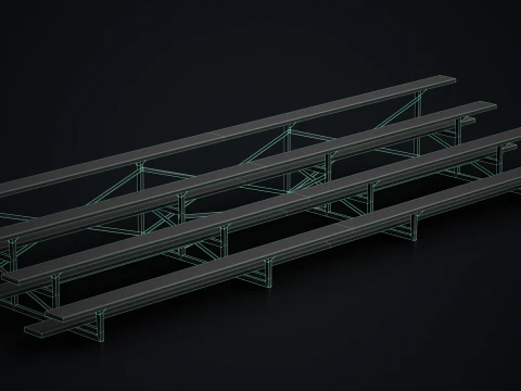 Metal School Bleachers 2 3D Model