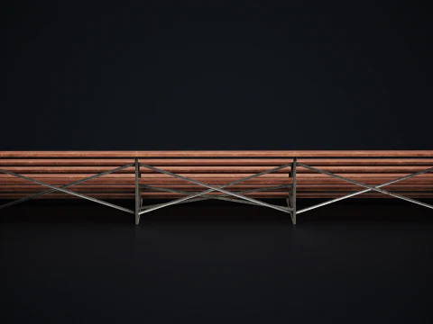 Metal School Bleachers 2 3D Model