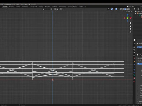 Metal School Bleachers 2 3D Model