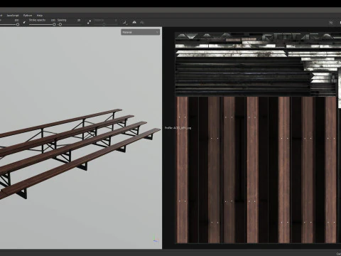 Metal School Bleachers 2 3D Model