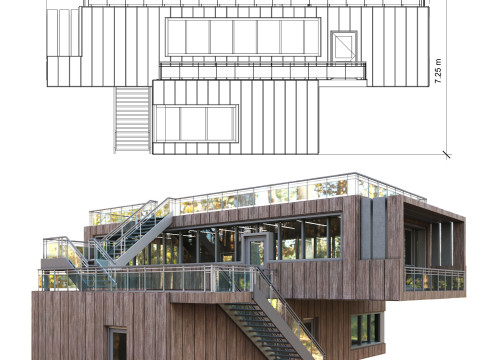 Modern Building 017 House 3D Model
