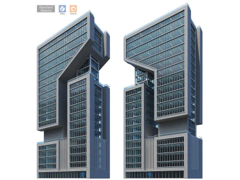 Moderno edificio 018 torre y rascacielos. Modelo 3D