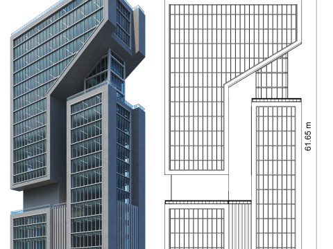 Modern building 018 tower and skyscraper Model 3D