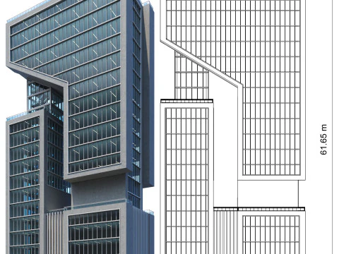 Modern building 018 tower and skyscraper 3D Model