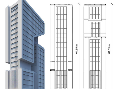 Modern building 018 tower and skyscraper Model 3D